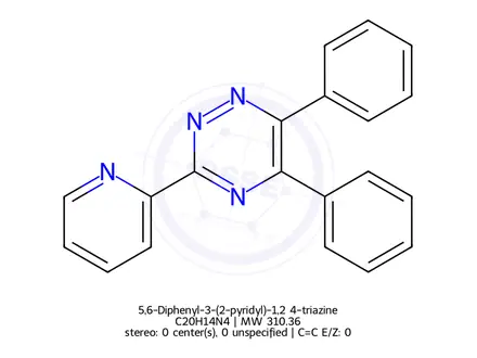 Chemical structure of 5,6-Diphenyl-3-(2-pyridyl)-1,2 4-triazine