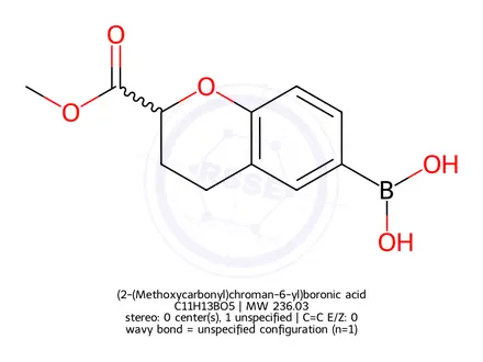 Chemical structure of (2-(Methoxycarbonyl)chroman-6-yl)boronic acid