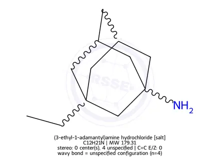 Chemical structure of (3-ethyl-1-adamantyl)amine hydrochloride