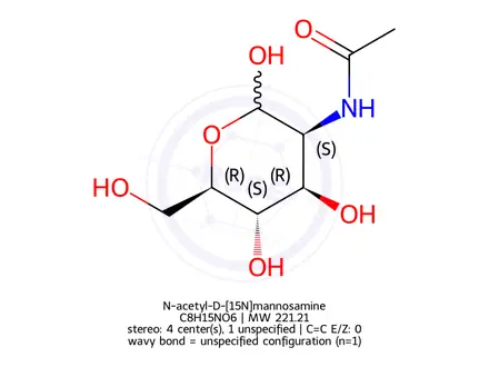 Chemical structure of N-acetyl-D-[1-13C]mannosamine