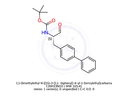Chemical structure of 1,1-Dimethylethyl N-[(1S)-2-[1,1′-biphenyl]-4-yl-1-formylethyl]carbamate