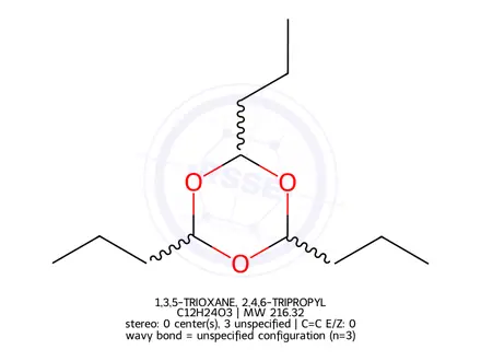 Chemical structure of 1,3,5-TRIOXANE, 2,4,6-TRIPROPYL