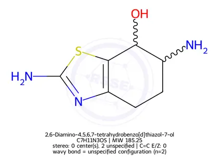 Chemical structure of 2,6-Diamino-4,5,6,7-tetrahydrobenzo[d]thiazol-7-ol