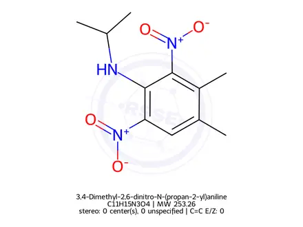 Chemical structure of 3,4-Dimethyl-2,6-dinitro-N-(propan-2-yl)aniline