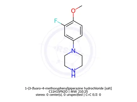 Chemical structure of 1-(3-fluoro-4-methoxyphenyl)piperazine hydrochloride