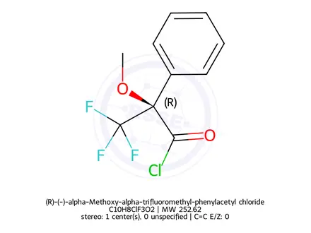 Chemical structure of (R)-(-)-alpha-Methoxy-alpha-trifluoromethyl-phenylacetyl chloride