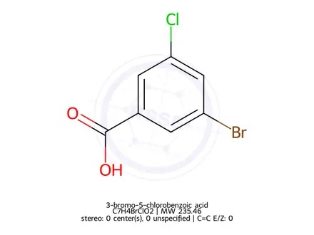 Chemical structure of 3-bromo-5-chlorobenzoic acid