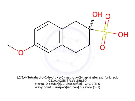 Chemical structure of 1,2,3,4-Tetrahydro-2-hydroxy-6-methoxy-2-naphthalenesulfonic acid