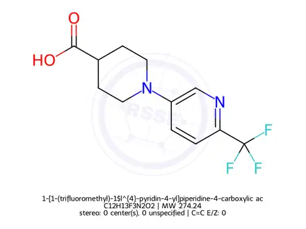 Chemical structure of 1-[1-(trifluoromethyl)-1$l^{4}-pyridin-4-yl]piperidine-4-carboxylic acid
