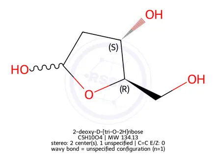 Chemical structure of 2-Deoxy-D-ribose