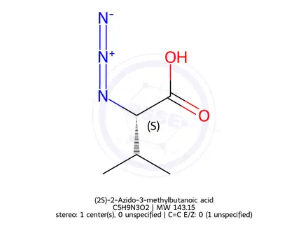Chemical structure of (2S)-2-Azido-3-methylbutanoic acid