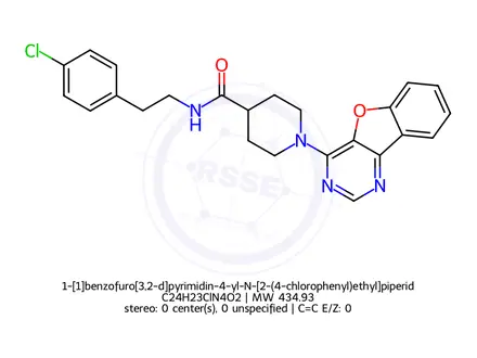 Chemical structure of 1-[1]benzofuro[3,2-d]pyrimidin-4-yl-N-[2-(4-chlorophenyl)ethyl]piperidine-4-carboxamide