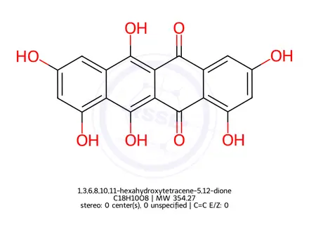 Chemical structure of 1,3,6,8,10,11-hexahydroxytetracene-5,12-dione