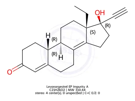 Chemical structure of Levonorgestrel EP Impurity A