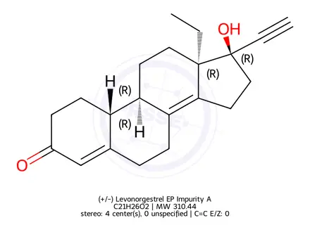 Chemical structure of (+/-) Levonorgestrel EP Impurity A