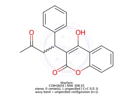 Chemical structure of Warfarin