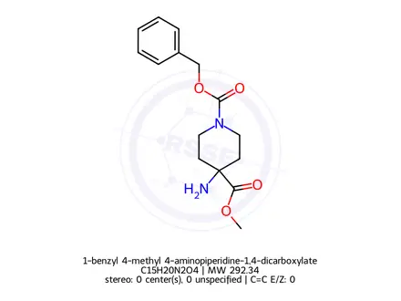 Chemical structure of 1-benzyl 4-methyl 4-aminopiperidine-1,4-dicarboxylate