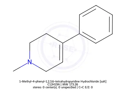 Chemical structure of 1-Methyl-4-phenyl-1,2,3,6-tetrahydropyridine, Hydrochloride