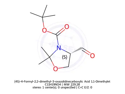 Chemical structure of (4S)-4-Formyl-2,2-dimethyl-3-oxazolidinecarboxylic Acid 1,1-Dimethylethyl Ester