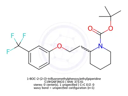 Chemical structure of 1-BOC-2-(2-(3-trifluoromethylphenoxy)ethyl)piperidine