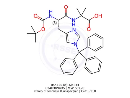 Chemical structure of Boc-His(Trt)-Aib-OH