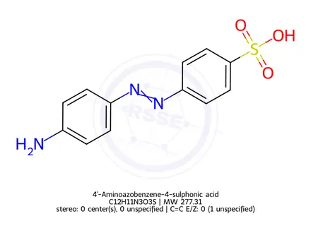 Chemical structure of 4'-Aminoazobenzene-4-sulphonic acid