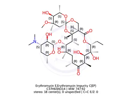 Chemical structure of Erythromycin E,Erythromycin Impurity C(EP)