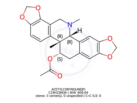 Chemical structure of ACETYLCORYNOLINE(P)