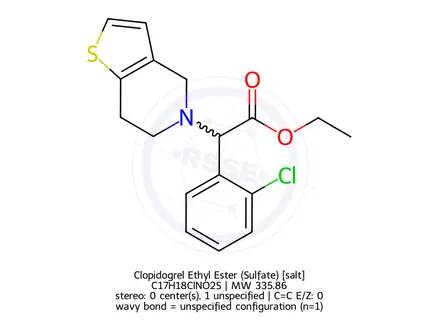 Chemical structure of Clopidogrel Ethyl Ester (Sulfate)