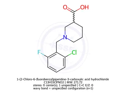 Chemical structure of 1-(2-Chloro-6-fluorobenzyl)piperidine-3-carboxylic acid hydrochloride