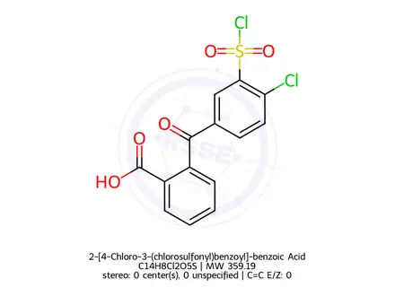 Chemical structure of 2-[4-Chloro-3-(chlorosulfonyl)benzoyl]-benzoic Acid