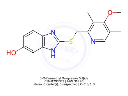Chemical structure of 5-O-Desmethyl Omeprazole Sulfide