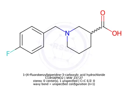 Chemical structure of 1-(4-Fluorobenzyl)piperidine-3-carboxylic acid hydrochloride