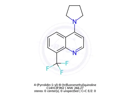 Chemical structure of 4-(Pyrrolidin-1-yl)-8-(trifluoromethyl)quinoline