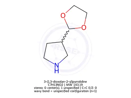 Chemical structure of 3-(1,3-dioxolan-2-yl)pyrrolidine