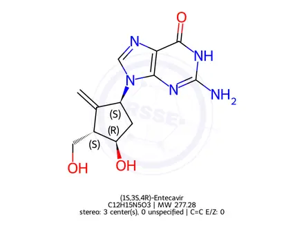 Chemical structure of (1S,3S,4R)-Entecavir