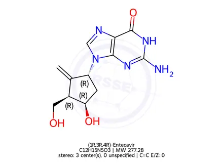 Chemical structure of (1R,3R,4R)- Entecavir