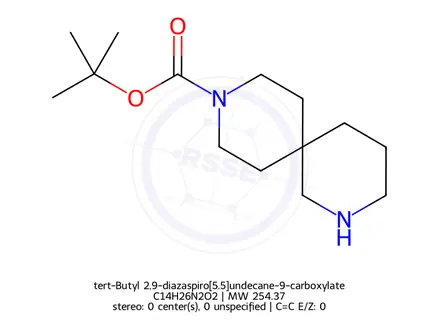 Chemical structure of tert-Butyl 2,9-diazaspiro[5.5]undecane-9-carboxylate