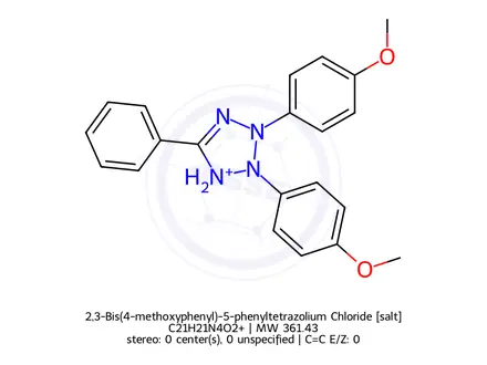Chemical structure of 2,3-Bis(4-methoxyphenyl)-5-phenyltetrazolium Chloride