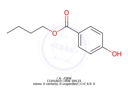 Chemical structure of butyl 4-hydroxybenzoate