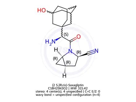 Chemical structure of (1R, 3R, 5R, 2'S)-Saxagliptin