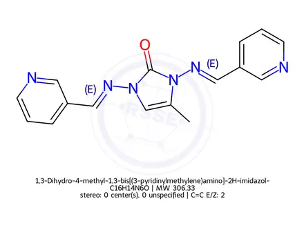 Chemical structure of 1,3-Dihydro-4-methyl-1,3-bis[(3-pyridinylmethylene)amino]-2H-imidazol-2-one