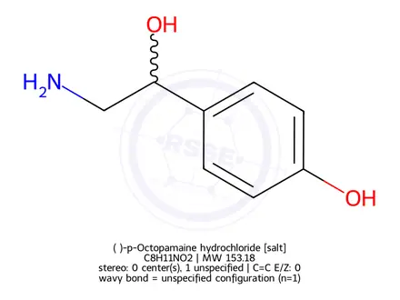 Chemical structure of (±)-p-Octopamaine hydrochloride
