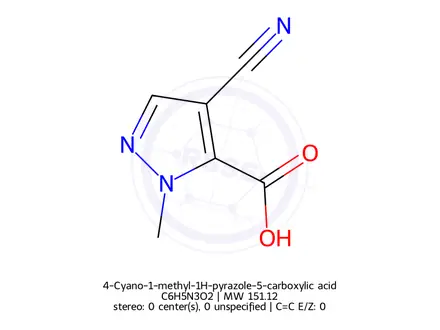 Chemical structure of 4-Cyano-1-methyl-1H-pyrazole-5-carboxylic acid