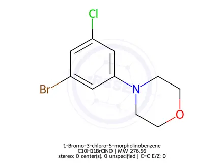 Chemical structure of 1-Bromo-3-chloro-5-morpholinobenzene
