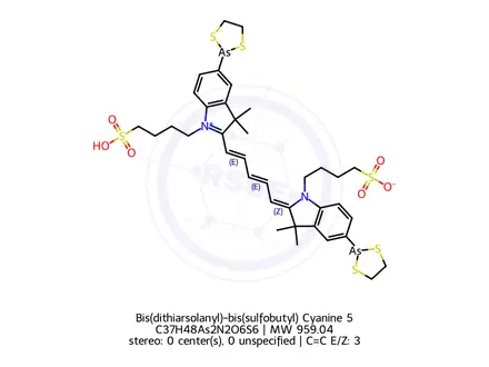 Chemical structure of Bis(dithiarsolanyl)-bis(sulfobutyl) Cyanine 5