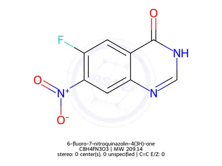 Chemical structure of 6-fluoro-7-nitroquinazolin-4(3H)-one
