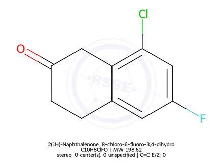 Chemical structure of 2(1H)-Naphthalenone, 8-chloro-6-fluoro-3,4-dihydro