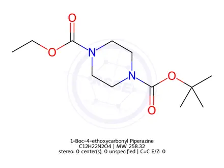 Chemical structure of 1-Boc-4-ethoxycarbonyl Piperazine