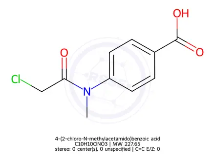Chemical structure of 4-(2-chloro-N-methylacetamido)benzoic acid